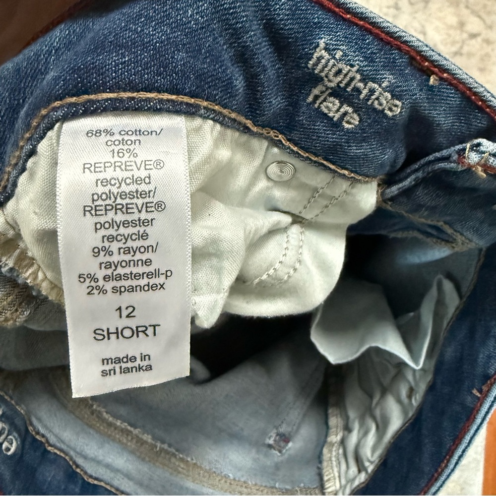 Women’s Distressed Flare Jeans - Blue - Picture 5 of 5